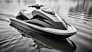 Black and white luxurious jetsky boat realistic detail photography hd
