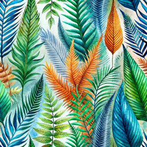 ferns and  tropical leaves..only
 white backgraund. laying repeat