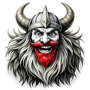 happy viking perfect realistic art, high-definition, high-definition grey and black, white background 