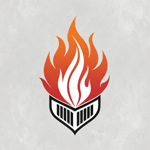 Logo design for anime 'Bleach', featuring a stylized flame motif with bold, vibrant colors against a neutral gray backdrop.