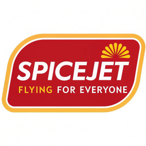 SpiceJet logo, vibrant and modern. Red and yellow colors. 'Flying for Everyone' tagline in bold font. Simple yet striking design. Broad audience appeal.