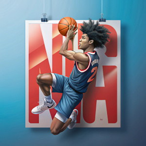  player curly hair make dank-poster in basket niga  in place nba