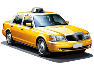 realistic vector.yellow,white,black,color intrend taxi.high detail.random views.on white background.