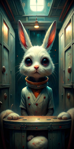 cute rabbit in morgue