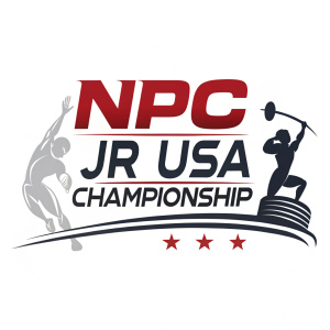 Eye-catching logo for NPC Jr USA Bodybuilding Championship featuring bold 'NPC Jr USA' text. Sleek and impressive design.