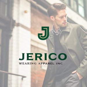 Jerico Wearing Apparel Inc logo. Bold green J. Representing clothing brand.