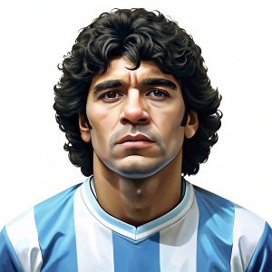 DIEGO MARADONA'S FACE LOOKING FRONT REALISTIC FACE