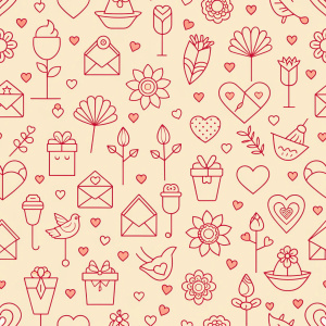 valentine day minimalist doodles for seamless pattern tile, light background