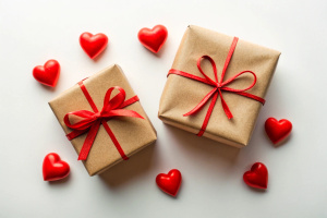 Gifts for Valentine's Day on white bg