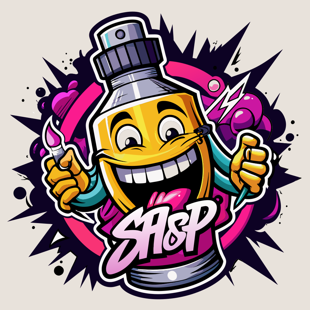Design a logo for a rap and hiphop store with a hip hop graffiti inspired style, a smiling, tongue out anise bottle and paint splatters for a bold modern look.