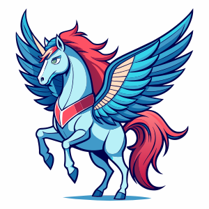 A horse with a horn in the head and wings