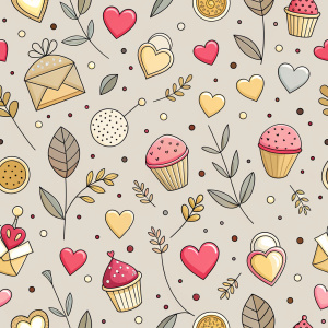 valentine day minimalist doodles for seamless pattern tile, light background