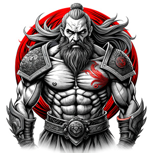 berserker tattoo design - perfect realistic art - high-definition - grey and black - white background 