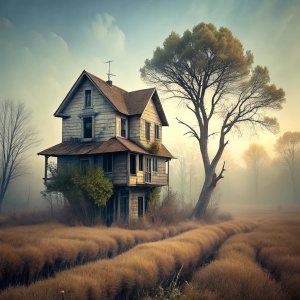 abandoned house in the trees