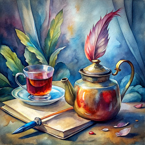  she brewed herself a delicious hawthorn tea in a teapot, took out an inkwell – she still used a feather dipped in a jar of ink – and wrote. In a journal bound in thick leather, fastened with a flower-shaped lock, on handmade thick paper, she recorded everything that moved her and was worth preserving."






