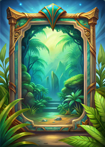 GAME CARD FRAME THIN BORDER, UI,EGYPT vibrant colors of the green forest