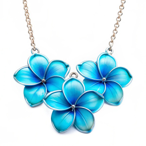 Blue Hawaiian Flower Necklace on white background