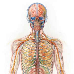 central nervous system on the full human skeleton