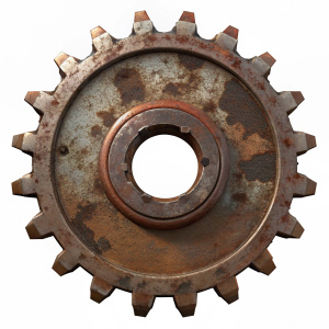 Rusty old cog wheel isolated on transparent background png
