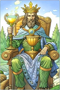 the king on the throne with a cup on the back of the card