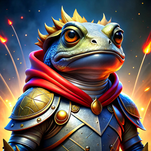 angry magic frog  attacking you with armor