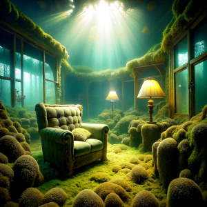 close up underwater sea very moss covered  antique very worn out livingroom  underwater sea submerged                    
 The Bioluminescent   phenomenon  Amazing light reflections 
 
