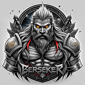 berserker tattoo design - perfect realistic art - high-definition - grey and black - white background 