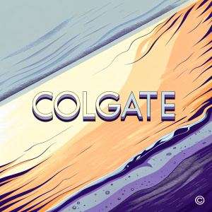 Colgate logo, sleek design on pastel grey background, sans-serif font