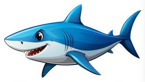 drawing cartoon of a Shark, vibrant colors, simple line drawings, clean and simple designs, high resolution vector. 