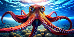 octupus underwater, ultra realistic, 8k, HD, 