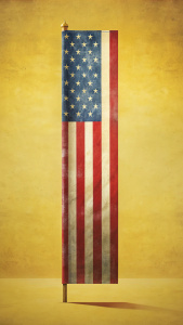 american flag, vertical, pastel yellow background