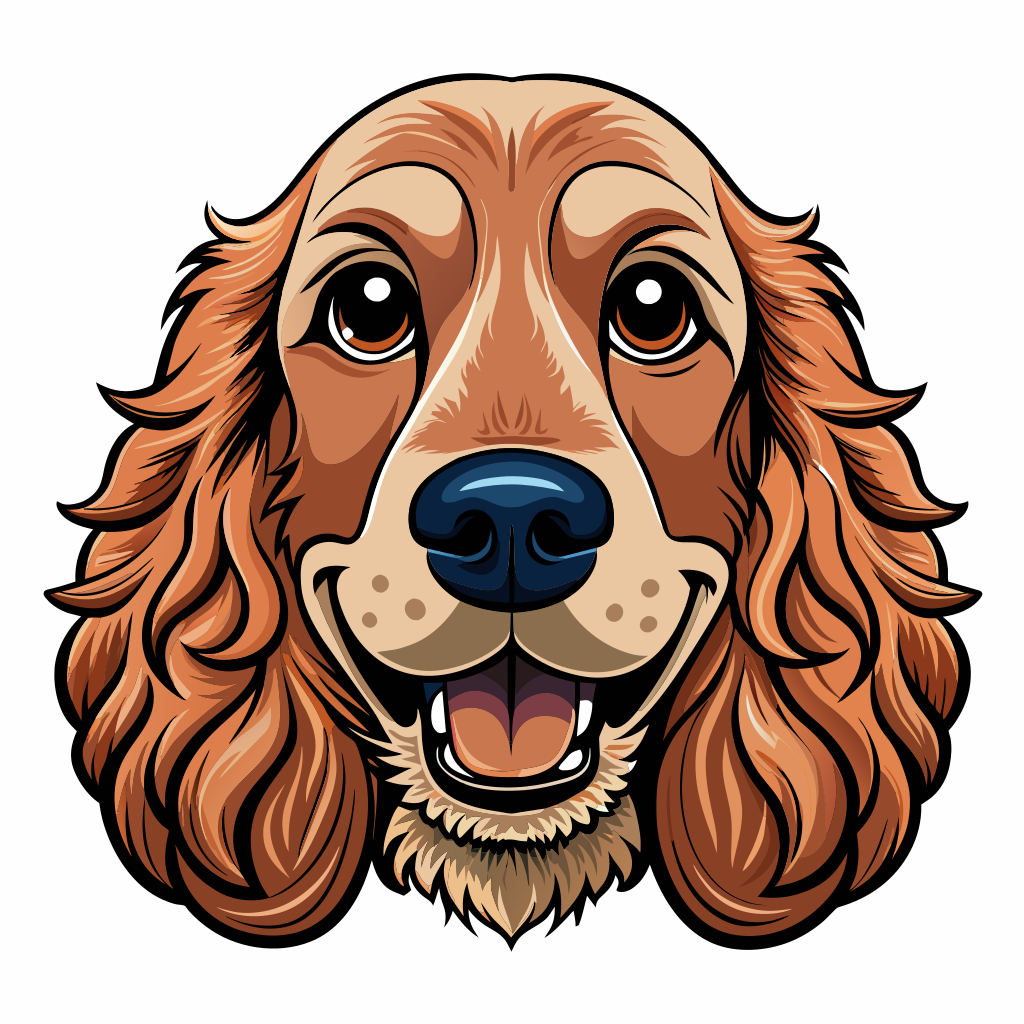 the smiling muzzle of the cocker spaniel thick black outline correct finished lines perfect detai. Recraft