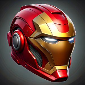 Ironman Helmet front face, background red color