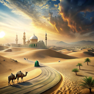 gambar hijrah dari mekah ke kota madinah ada padang pasir dan unta