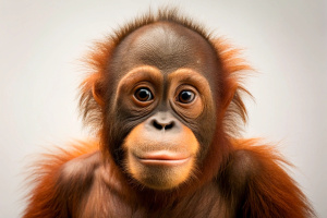 Kid Orangutan in white background 