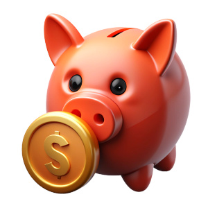 piggy bank and coin