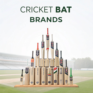 Infographic featuring various cricket bat brands arranged hierarchically in a pyramid structure.