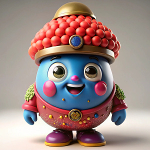 Imagine a whimsical and high-quality 3D rendering of a gumball soldier, featuring vibrant colors and a playful demeanor. This detailed illustration captures the charm and uniqueness of the character against a clean, white background, ensuring a visually delightful and creatively crafted depiction of a gumball soldier in a 3D rendering.

