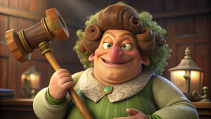 LA HERMANASTRA FEA DE LA PELICULA DE SHREK PERO CON UN MARTILLO DE ABOGADO