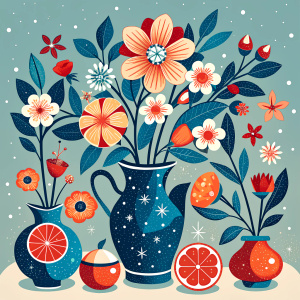 Flowers seamless pattern in the style of Dutch still lifes of the 17th century