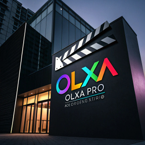 Olxa Pro Motion Graphic Studio logo. Sleek design in a vibrant color palette against a dark backdrop.
