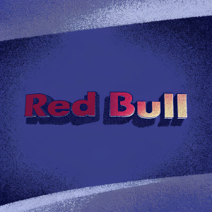 Red Bull logo, sleek design, vibrant color scheme, bold font, simple background