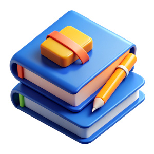 3d icon: school classes, pen book, table