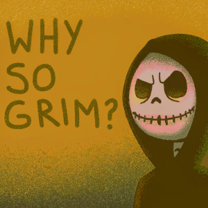 Angry Jack Skellington from The Nightmare Before Christmas on a black hoodie. Graffiti-like text: 'Why So Grim?'