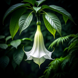  tree datura flower in a darck background