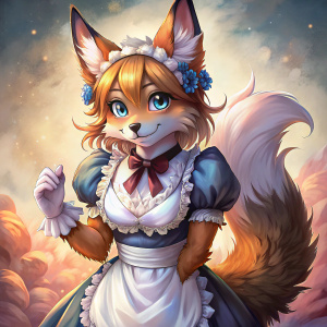 femboy furry in a maid costume
