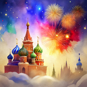 new year celebration in Moscow. fireworks