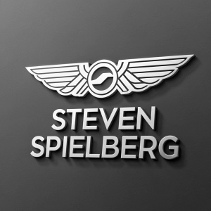 Steven Spielberg's film studio logo, featuring a sleek, modern emblem with wings and bold, stylish text.