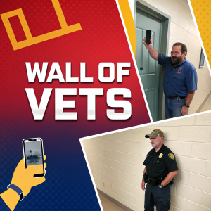 Instagram post showcasing a vibrant graphic with Wall of Vets logo. The image highlights confiscated cell phones and arrest details.