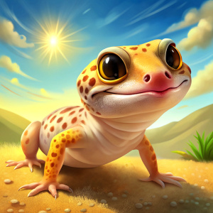 cute leopard gecko,sunny day